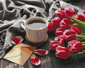 Tapybos rinkinys Tulips for coffee  (50cm x 40cm)